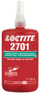 Loctite 2701 250 ml green anaerobic adhesive for metal screw thread connections, preventing vibration loosening, high strength, for chrome surfaces, low viscosity
