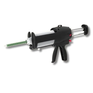 Pistolet Mixpac DM2X 200 ml, ręczny aplikator dwukomponentowy 2K Side by Side, pistolet do kleju, regulacja proporcji 1:1 i 2:1, obudowa z odlewanego aluminium, precyzyjne dozowanie