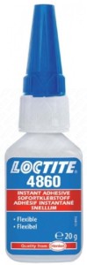 Loctite 4860 20 g elastické, pružné, transparentní vteřinové lepidlo, vysoká viskozita, na porézní a savé povrchy, dřevo, kůži, textil, kov, plasty, elastomery.