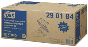 Tork 290184 4000 pieces, 20x200 white ZZ folded towels, cellulose + waste paper, advanced, efficient, FSC, H3 system