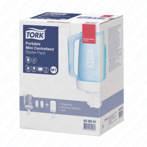 Tork 658001 - portable mini towel dispenser starter variant with refill 101221 + 2 stations