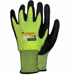 X-VIZCUT 5 size 9, anti-cut protective gloves, nitrile foam, stretchable, green-black.