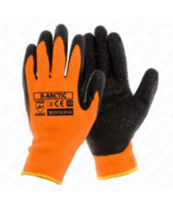 X-ARCTIC insulated, heat-resistant, orange-black, polyester-latex gloves, high resistance to mechanical work, retain heat (available sizes 9,10,11)