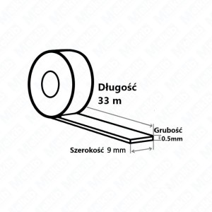 Double-sided transparent acrylic tape Melkib 37/TT50 0.5mm x 9mm x 33m professional steel, alu, glass, plastic