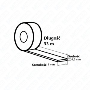 High temperature double-sided grey acrylic tape Melkib 36/GNT60 0.6mm x 10mm x 33m professional steel, alu, glass, plastic