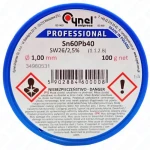 Cyna lutownicza z topnikiem Sn60Pb40-SW26/2.5% Ø 1,00 100 g, spoiwo lutownicze, przemysł elektroniczny 