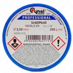 Cyna lutownicza z topnikiem Sn60Pb40-SW26/2.5% Ø 2,50 250 g, spoiwo lutownicze, przemysł elektroniczny