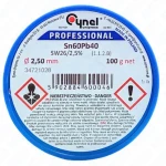 Cyna lutownicza z topnikiem Sn60Pb40-SW26/2.5% Ø 2,50 100 g, spoiwo lutownicze, przemysł elektroniczny 