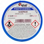 Cyna lutownicza z topnikiem Sn60Pb40-SW26/2.5% Ø 2,00 100 g, spoiwo lutownicze, przemysł elektroniczny 