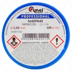 Cyna lutownicza z topnikiem Sn60Pb40-SW26/2.5% Ø 1,50 100 g, spoiwo lutownicze, przemysł elektroniczny  