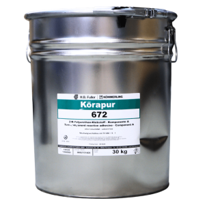 Korapur KPU 672/60 LQ 30kg dvousložkové polyuretanové lepidlo, na PVC, ocel a hliník, sklo, odolnost proti vlhkosti, trvanlivost, lepení konstrukčních prvků