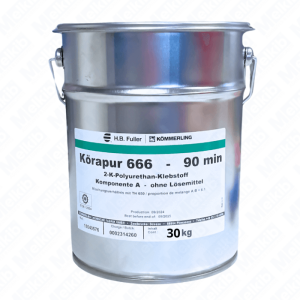 Korapur KPU 666/90 LQ 30 kg two-component polyurethane adhesive, flexible, high mechanical strength, moisture resistance, for caravans, boats, containers.