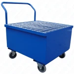 Wanna wychwytowa 740x740x470 mm mobilna, lakierowana wanna na 1 beczkę, stalowa, zabezpieczona antykorozyjne  z uchwytem i kołami