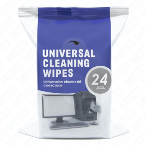 Chusteczki uniwersalne 24 sztuk, do czyszczenia sprzętu elektronicznego, ekranów, biura, komputerów, laptopów, monitorów, klawiatur, smartfonów, tabletów, TV, AGD, bak smug, plam, szybkoschnące 