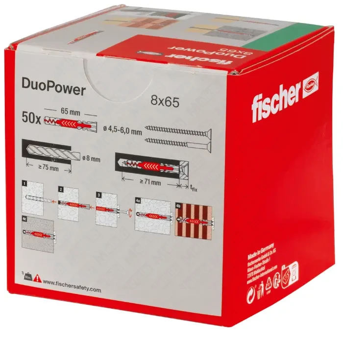 Fischer DuoPower 8 x 65 kołek rozporowy dwukomponentowy 50 sztuk