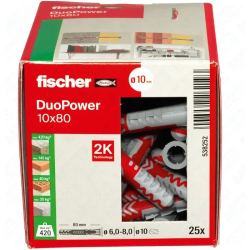 Fischer DuoPower 10 x 80 kołek rozporowy do głębokiego kotwienia