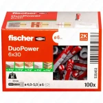 Fischer DuoPower 6 x 30, kołek rozporowy 2-komponentowy do betonu, pustaków, płyt g-k, 100 sztuk