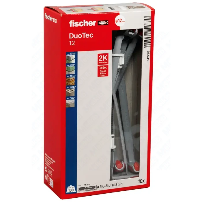 Fischer DuoTec 12, nylonowy kołek zaciskowy do płyt gipsowych 10 sztuk