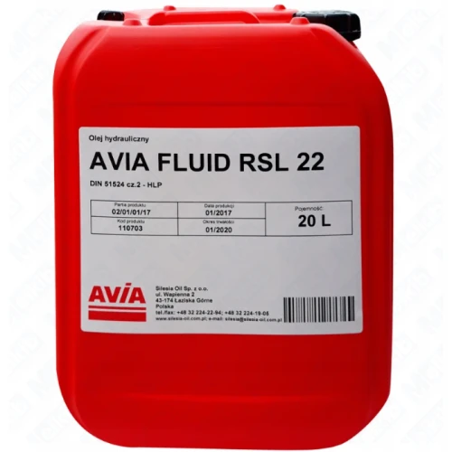 Avia Fluid RSL 22, olej hydrauliczny HM, olej hydrauliczny HLP 22