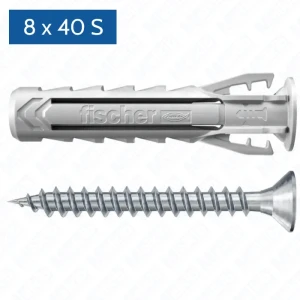 SX Plus 8×40 S expansion plug with 5.0×55 screw, for solid and hollow materials, 50 pcs