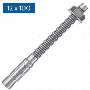 Fischer Kotwa sworzniowa FWA 12 × 100, beton niezarysowany, montaż przelotowy/wstępny, wiertło 12 mm, klucz 19 mm, pudełko 25 sztuk