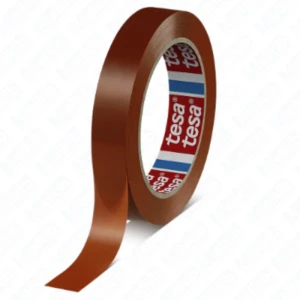 TESA 64286, taśma strappingowa MOPP do podstawowych zastosowań, 66 m, 25 mm, pomarańczowa, paletowanie, wzmacnianie, zamykanie kartonów wysyłkowych, klej termotopliwy, 175 N/cm, 35%, przylepność do stali 7,5 N/cm