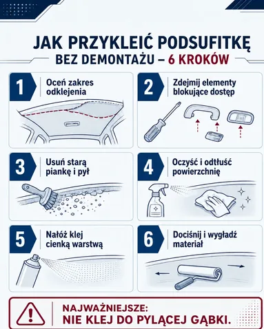 Jak przykleić podsufitkę bez demontażu - 6 kroków