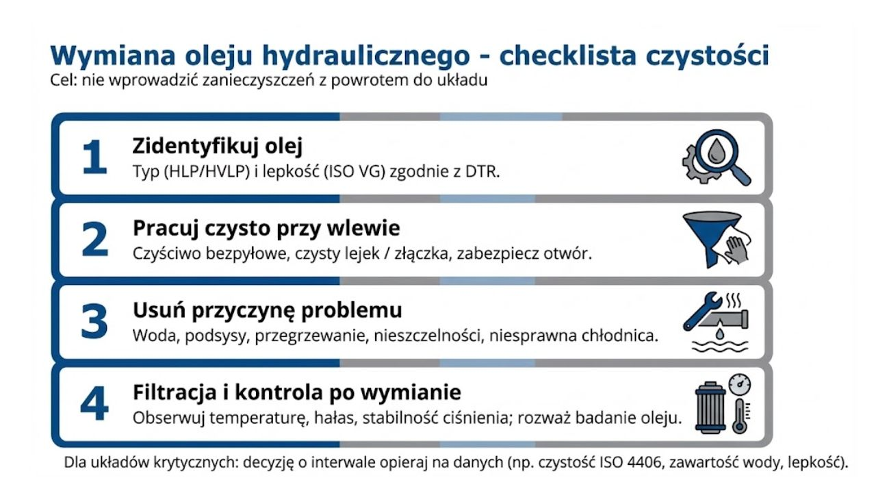 Porównanie typowych sygnałów obecności wody i powietrza w oleju hydraulicznym