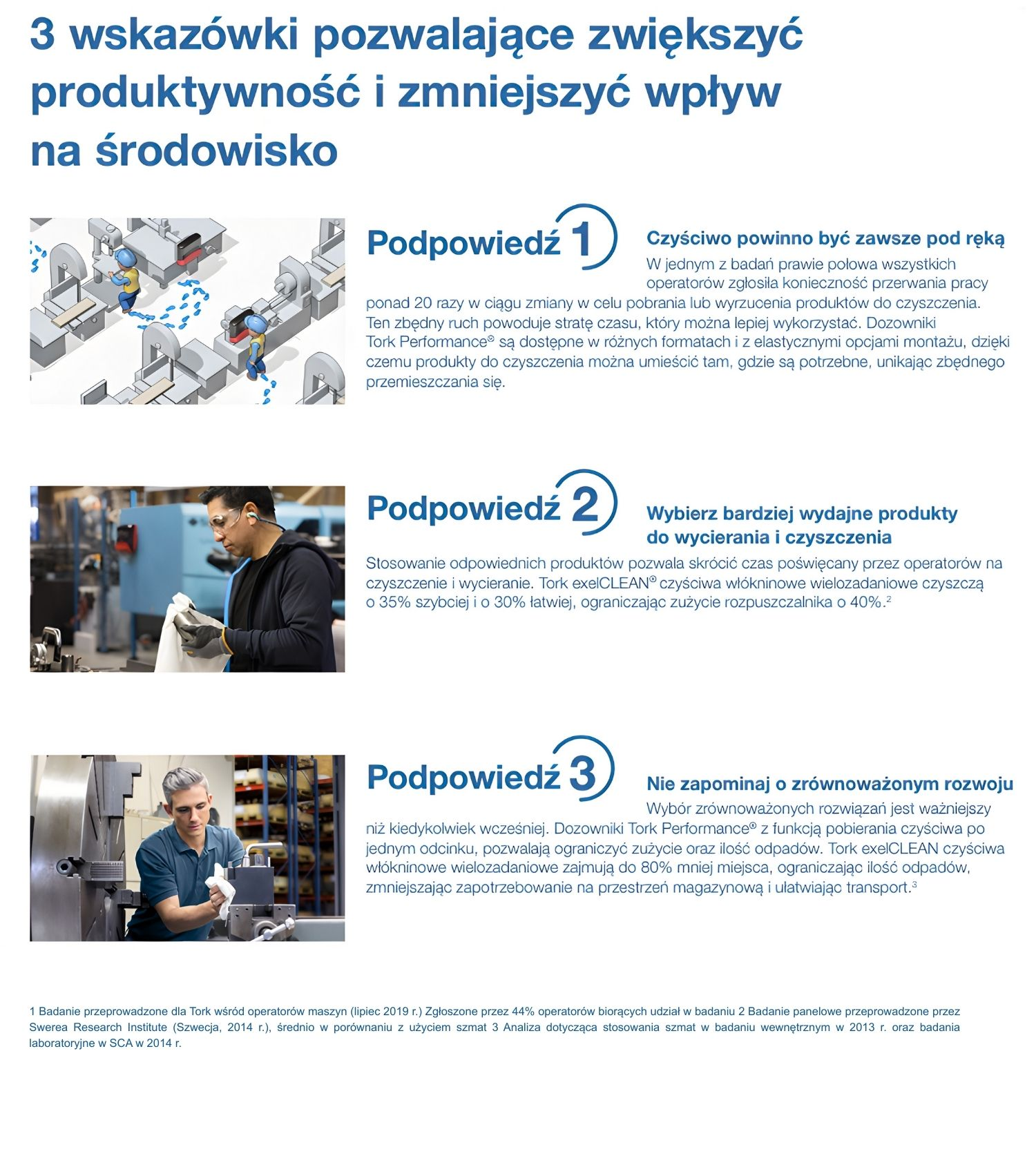 Korzyści z zastosowania dozowników i czyściw TORK na produkcji